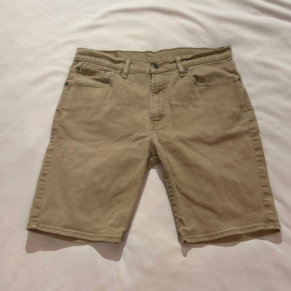 Levi's 505 Denim Shorts Mens 34 Tan Khaki Regular Fit Straight Leg Y2K Yorts